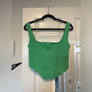 Wet Seal Bright Green Corset-Style Crop Top large